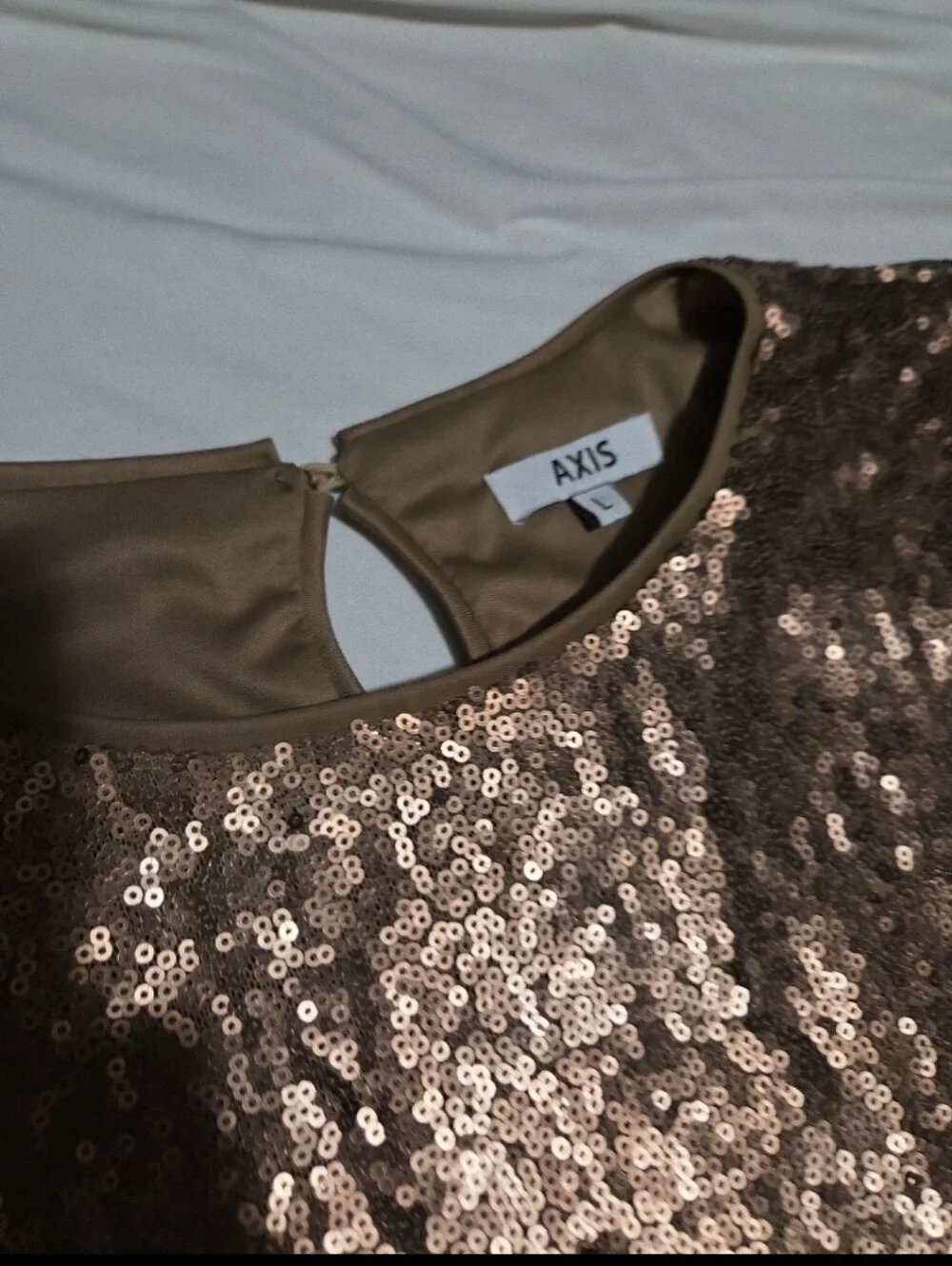 Axis women's large gold shimmer short sleeve blouse #30